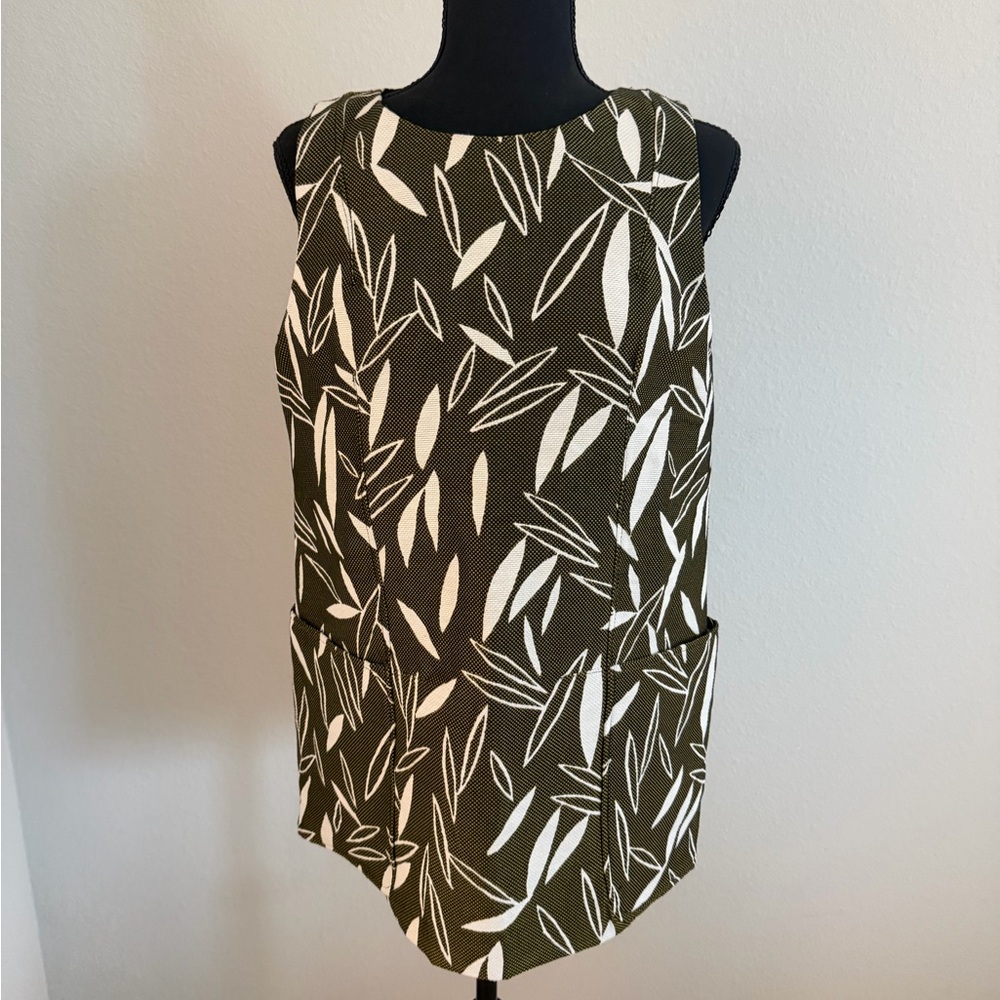 Topshop Olive Leaf Print Blouse